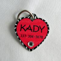 Pet ID Tag - Hot Pink with Zebra Border and Bling
